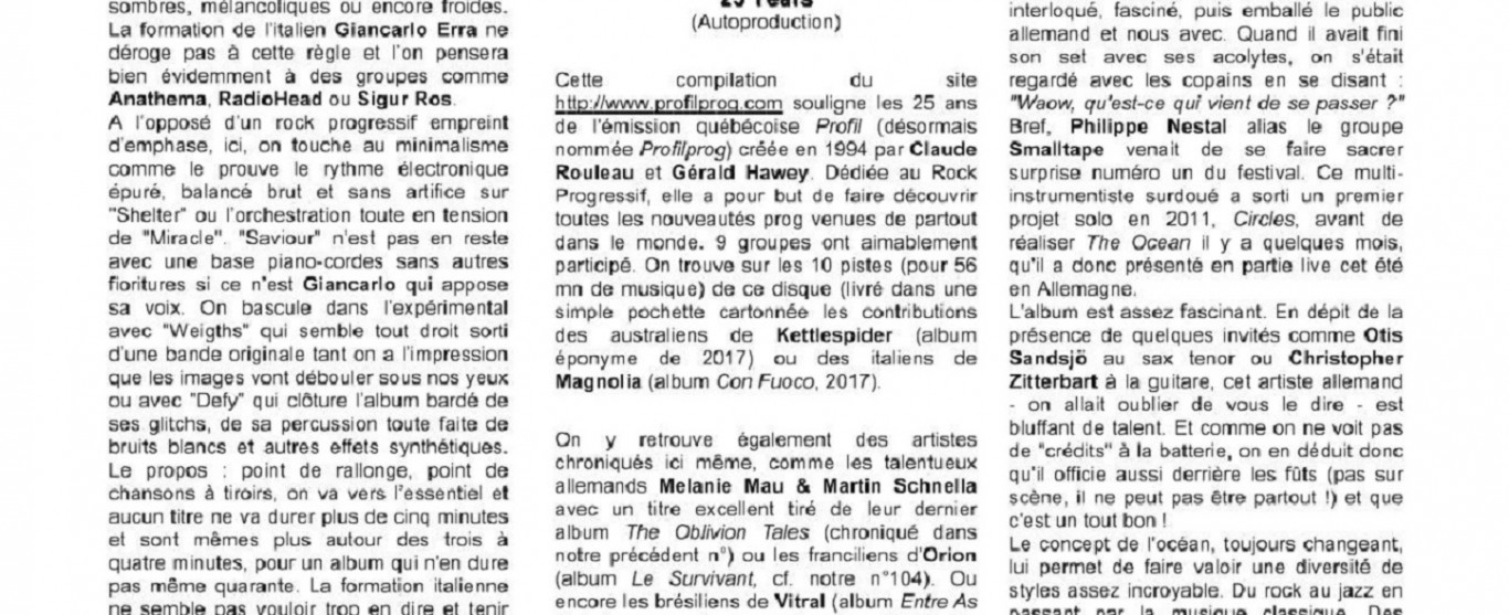 Profil dans le magasine français ``Koid'9 magazine rock & progressif``