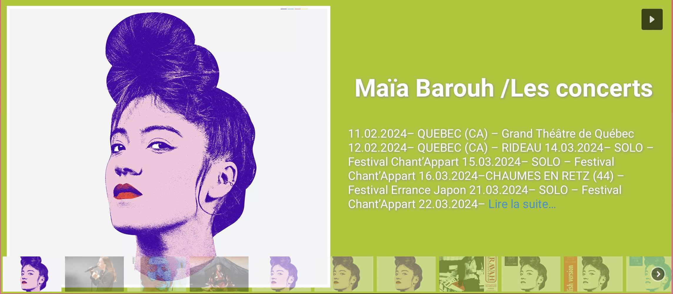 Maïa Barouh : la tournée printanière 2024 :) ! Et l'estivale ;) !