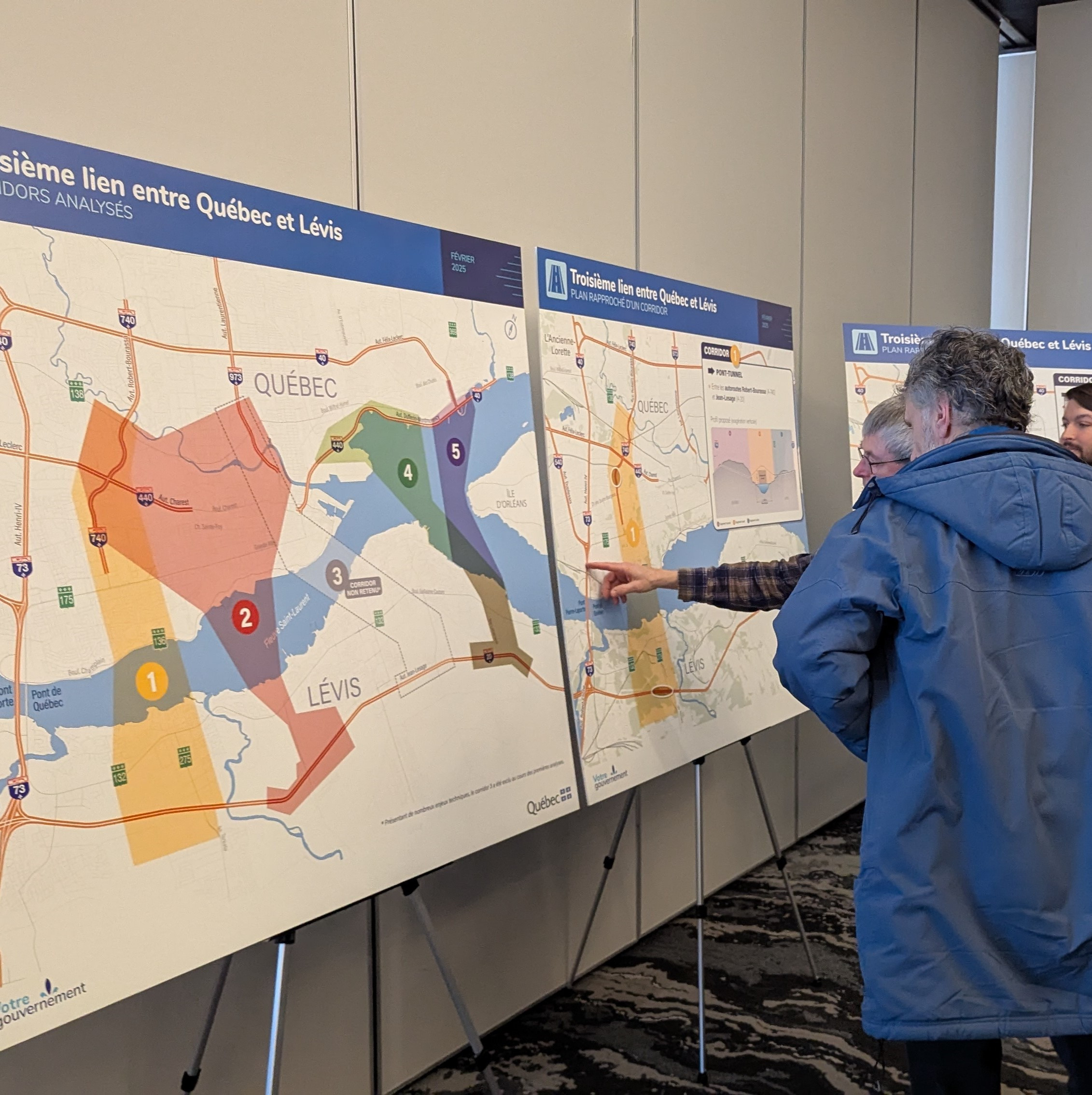 Québec présente quatre tracés pour le 3e lien à la population